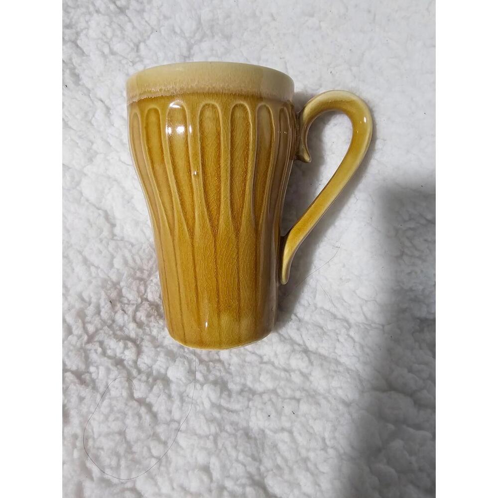 Vintage Hull Brown & Cream Drip Tall Coffee Tea Mug Cup Ceramic Japan 5.75"